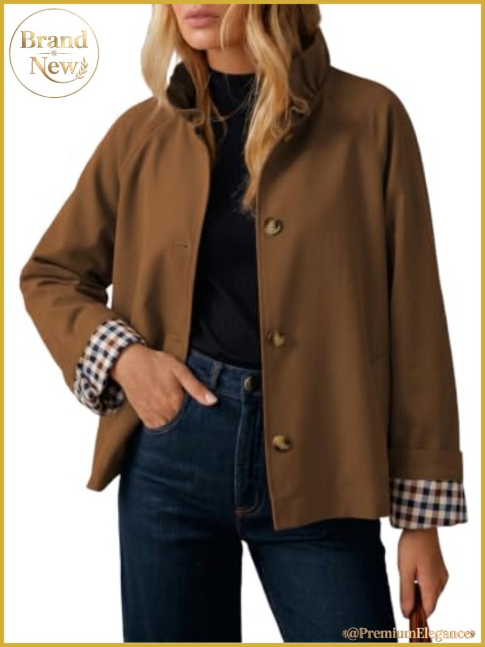 Lightweight Single Breasted Trench Coat with Button Tab Sleeves